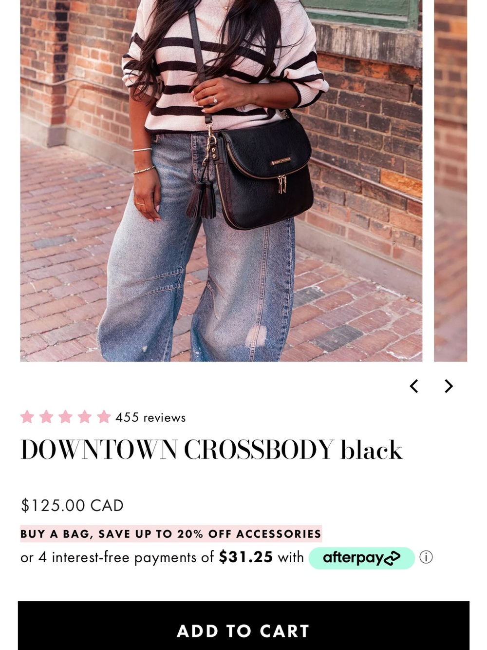 Downtown Crossbody Black - Classic Everyday Shoulder Bag